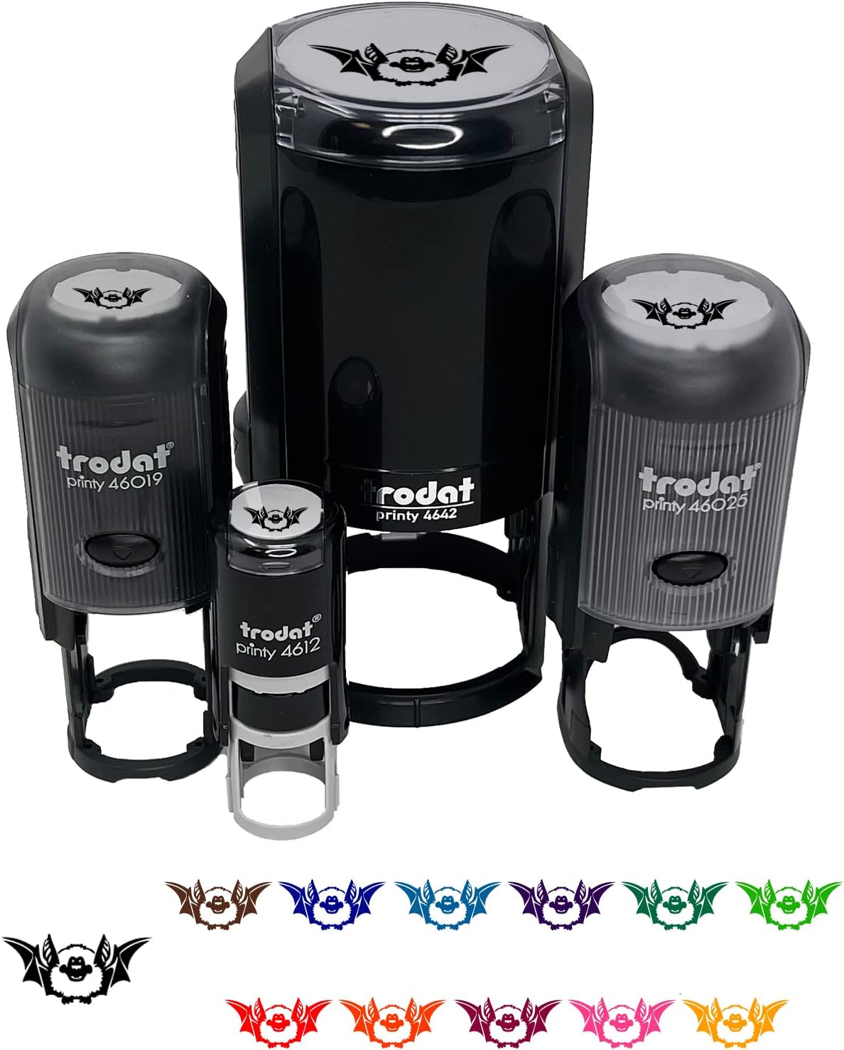 Cute Little Fuzzy Bat Self-Inking Rubber Stamp Ink Stamper for Stamping Crafting Planners - 1-1/2 Inch Large - Black Ink