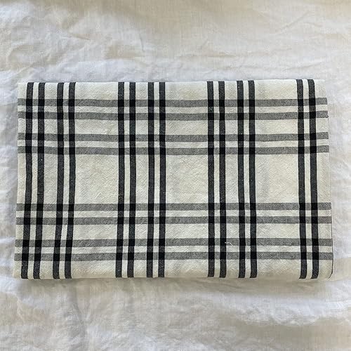 Miniatura 6 de Tela de lino de algodón a cuadros simples blancos y negros  Patrón de tela vibrante para costura, manualidades y decoración del hogar