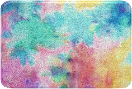 Vista 32 de Erosebridal Alfombras de baño azul marino para decoración de ducha, tapete de baño retro teñido anudado, tapete de puerta de vellón de acuarela