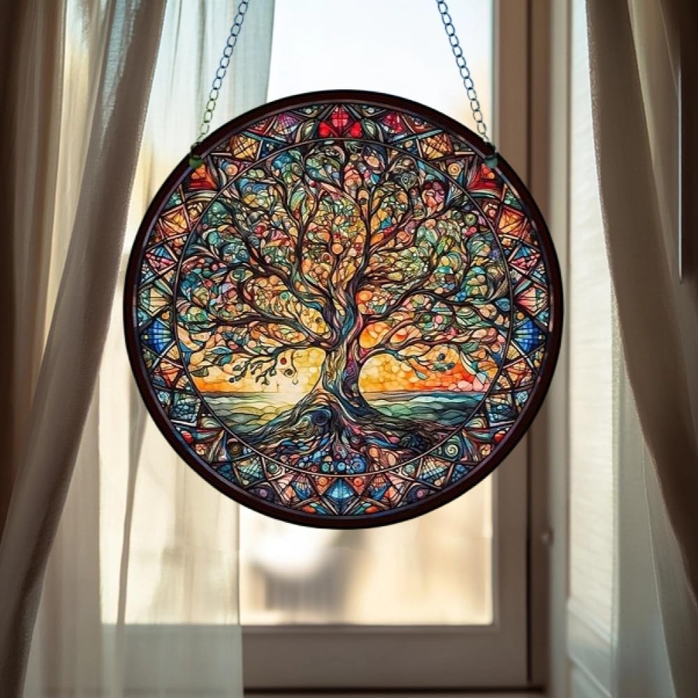 Tree-Stained Window Hanging Ornament, Elegant Suncatcher & Light Diffuser for Kitchen and Home Decor — view 3