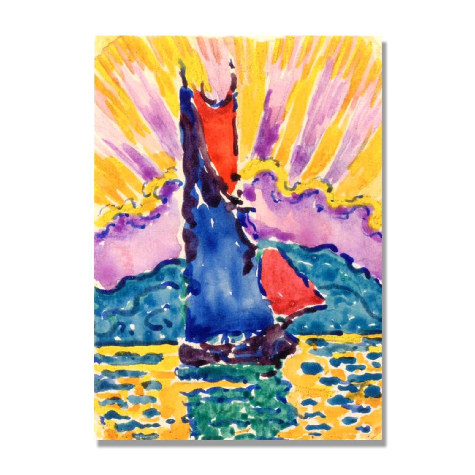Paul Signac Prints, zachód słońca nad jeziorem), reprodukcje słynnych obrazów, abstrakcyjny obraz artystyczny do salonu sypialni wystrój domu. 30 x 42 cm - tylko płótno