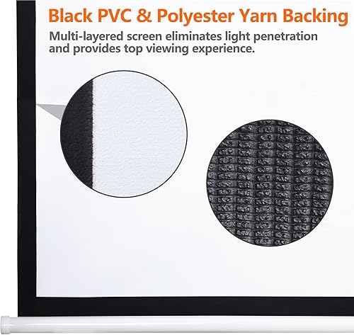 Miniatura 8 de SUPER DEAL Pantalla de proyección HD de 100 pulgadas, 1610, plegable, antiarrugas, portátil, pantalla de película, manual desplegable para cine en