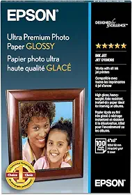 Epson Papel fotográfico ultra premium brilhante - S042174, 10 x 15 cm (100 folhas), branco