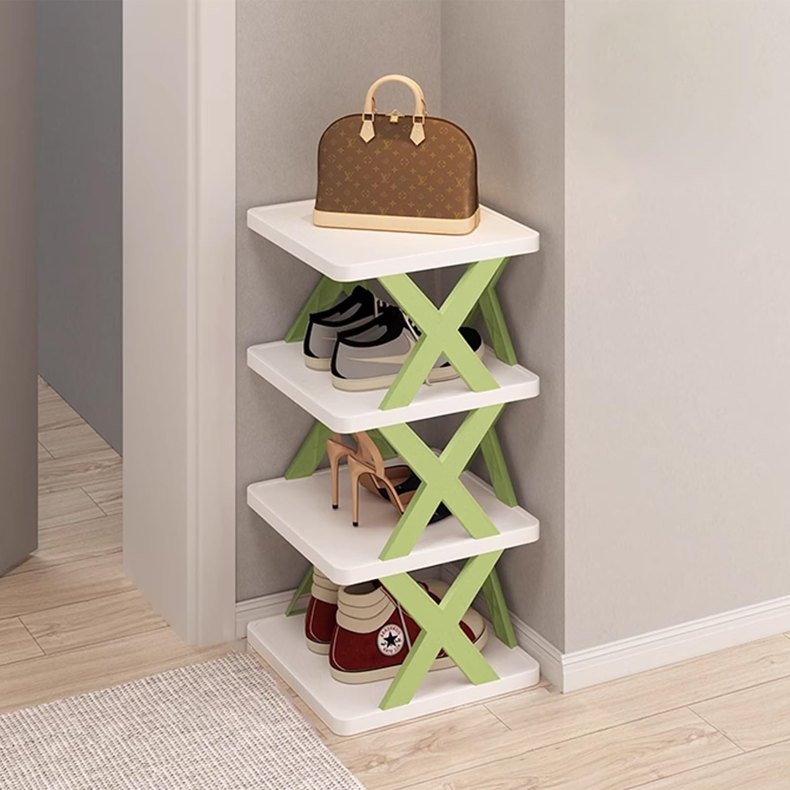 SVFOEBJM Tall lyjc Rack, lyjcs Rack for Entrance, Multi-Layer Stackable lyjc Rack, Foldable lyjc Rack, Narrow lyjc Rack for Space Saving lyjc Storage, DIY Combination, Toolless Installation