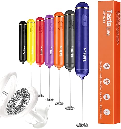 Espumador de leche de mano, máquina de espuma eléctrica a pilas y mezclador para bebidas (azul)