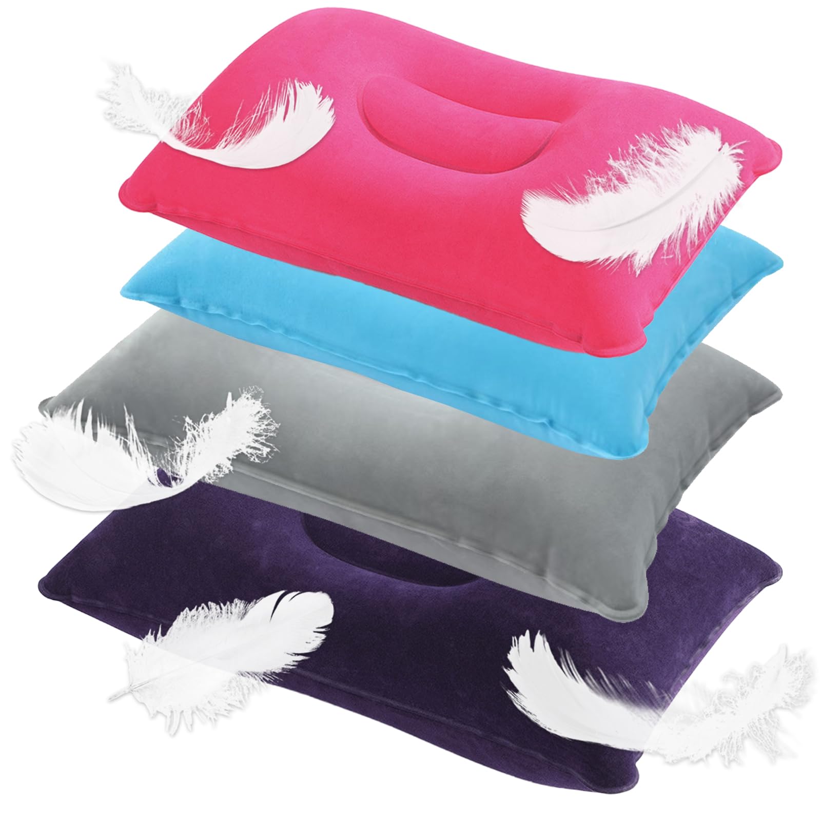 DAVBNM 4 Pcs Inflatable Pillows, Blow Up Pillows, Portable Camping Pillow, Perfect for Travel, Camping, Outdoors, Fishing, Beach, 34 * 22cm, 43 x 27cm