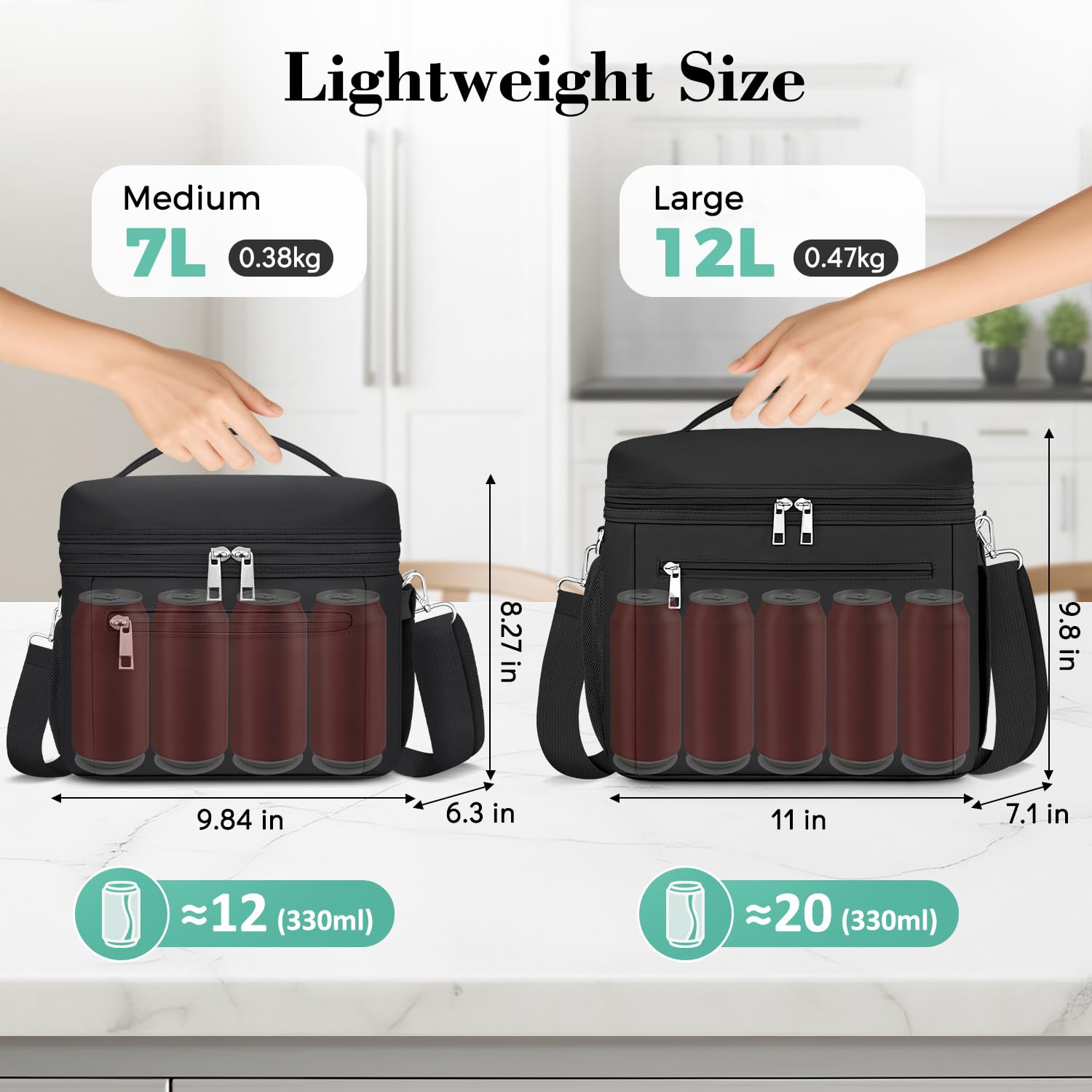 Lonchera térmica para mujeres y hombres, pequeña lonchera reutilizable a prueba de fugas, bolsa de almuerzo portátil para el trabajo, picnic (negro) 9
