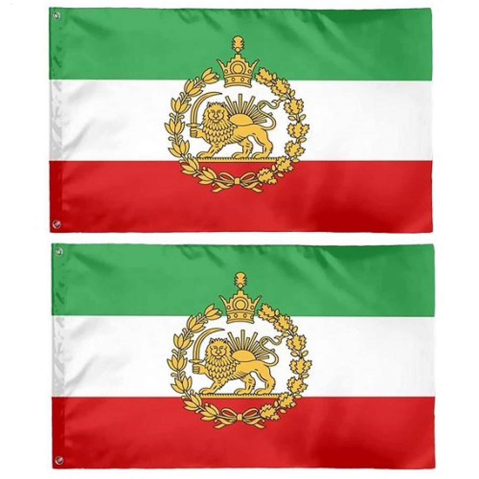 Bandiera Iran 90x150cm Poliestere, Bandiera Persiana Storica, Leone e Sole, 2 Pezzi