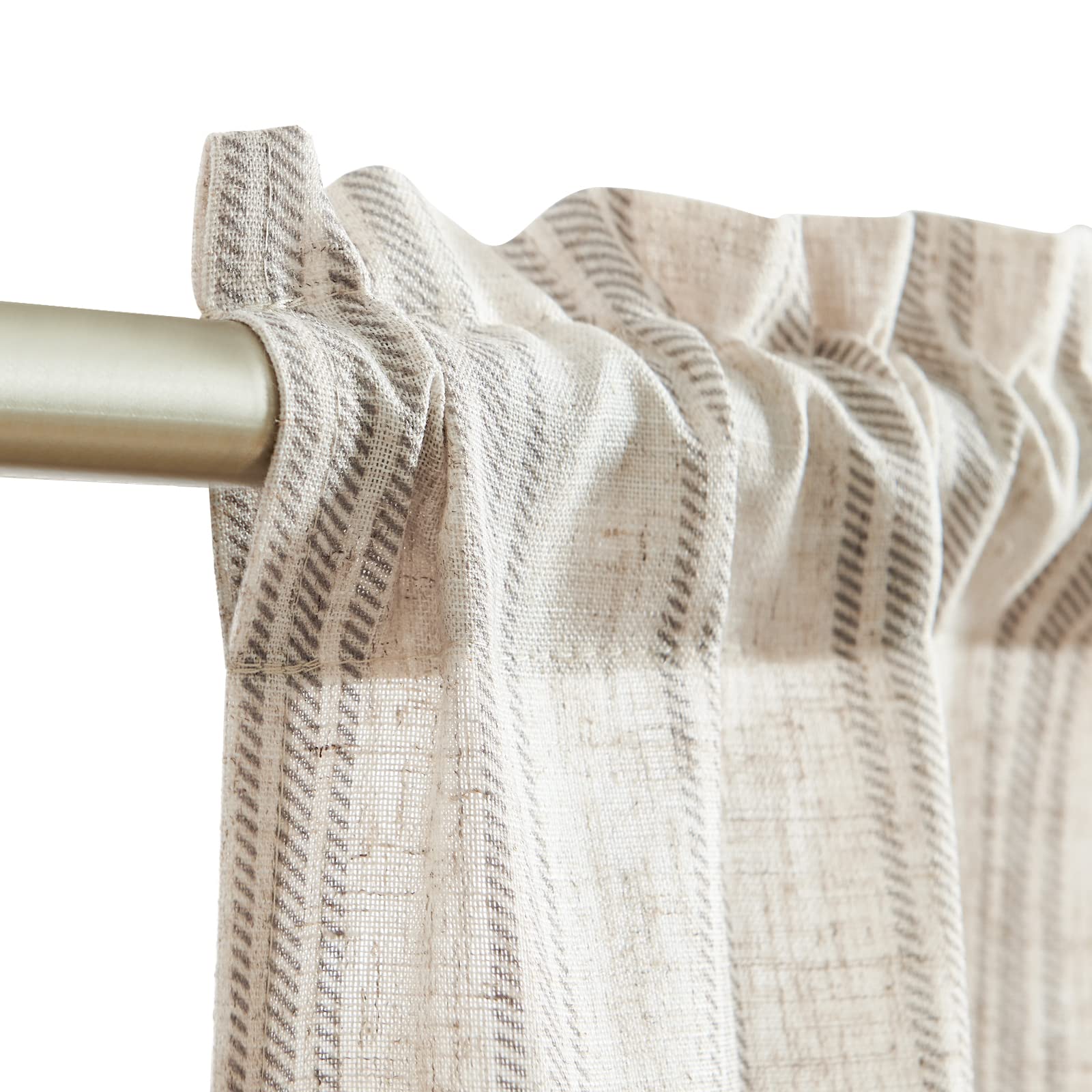 TOPICK Striped Light Filtering Privacy Kitchen Curtains, Short Curtain Tiers for Living Room Bedroom, Bathroom, Cupboard - Image 4