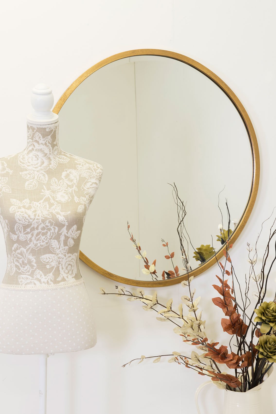 Melody Maison Large Round Gold Framed Wall Mirror 80cm x 80cm