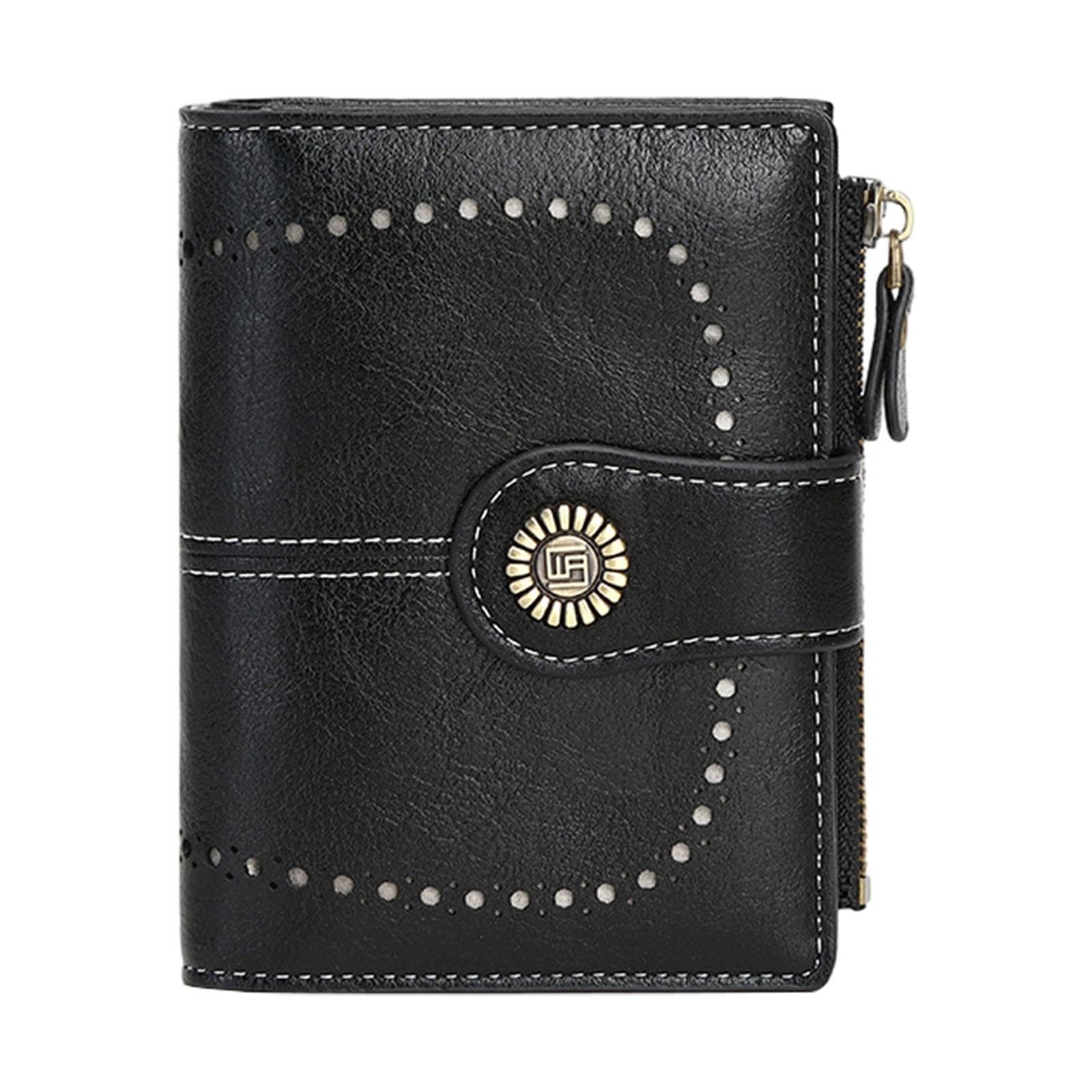 Women Wallet Credit Card Holder Gift Compact Purse for Travel Trip Commuting Black-image-45