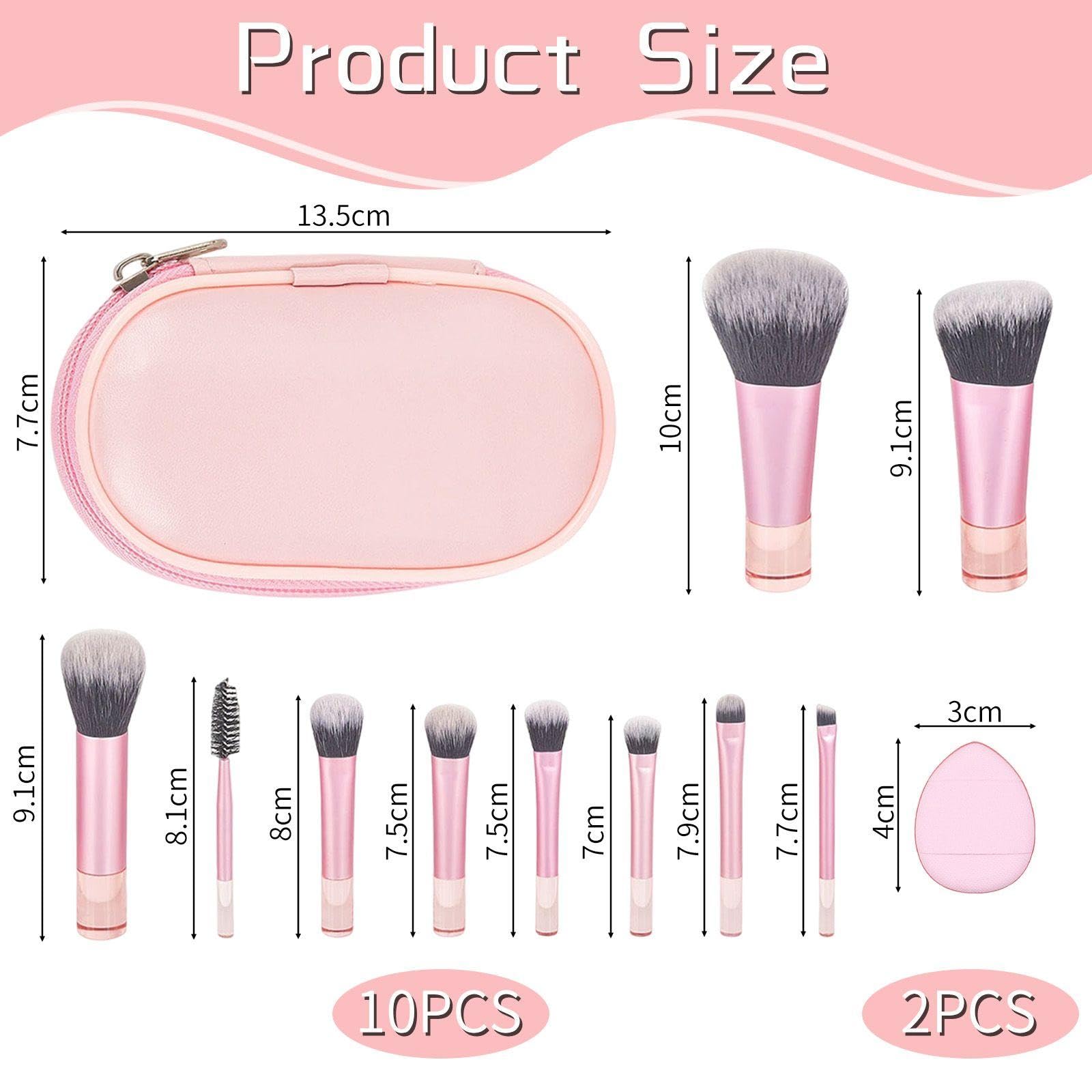 10 Pinceles De Maquillaje Portátiles Y 2 Mini Bocanadas, Cerdas Suaves, Herramientas De Maquillaje Profesional, Artículos De Belleza Importantes, Adecuados Para Maquillaje Facial.