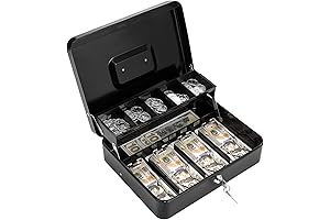 Sturdy Small Cash Box with 2 Keys for Safe Money Storage