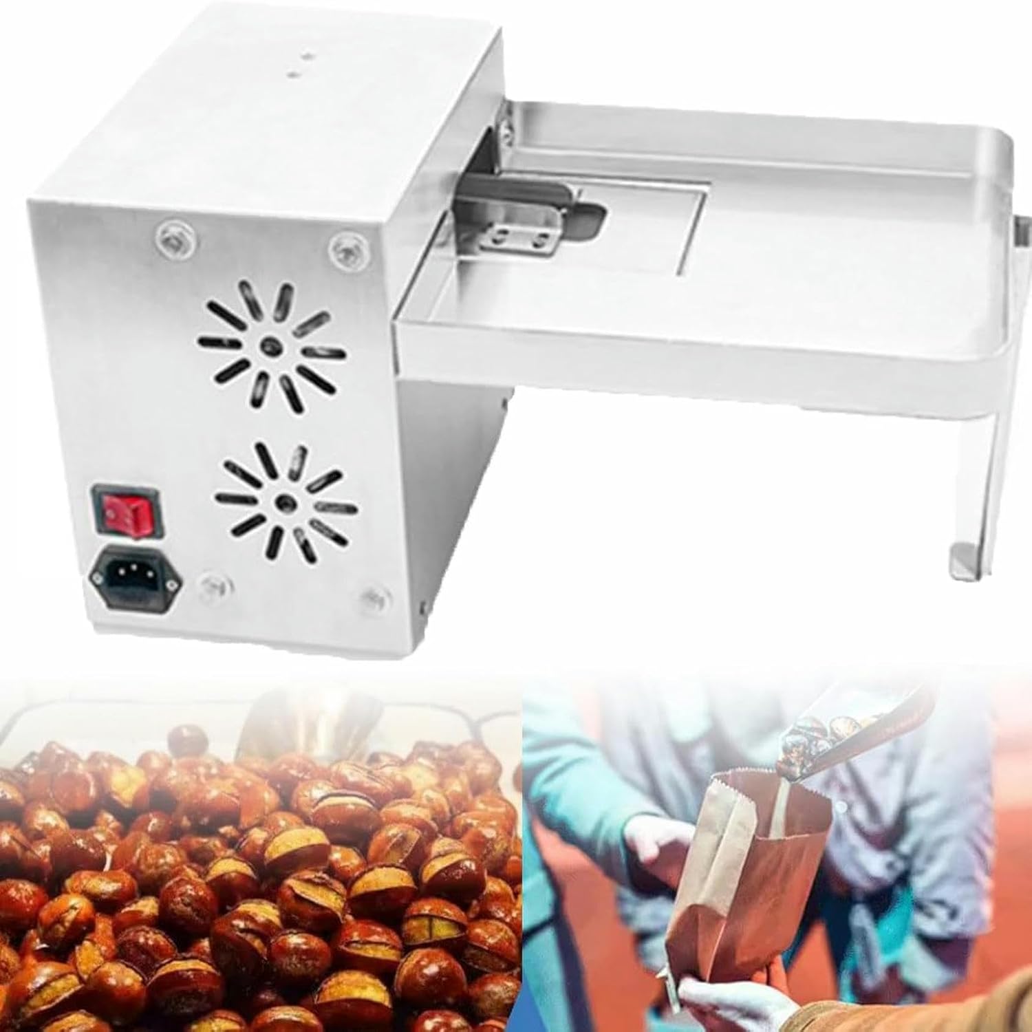 Electric Machine for Chestnut Cookies, Automatic Machine to Peel and Open Chestnuts, Commercial Machine for Chestnut Notches of 30 to 50 Kg/h, Without Damage, Semi-Automatic