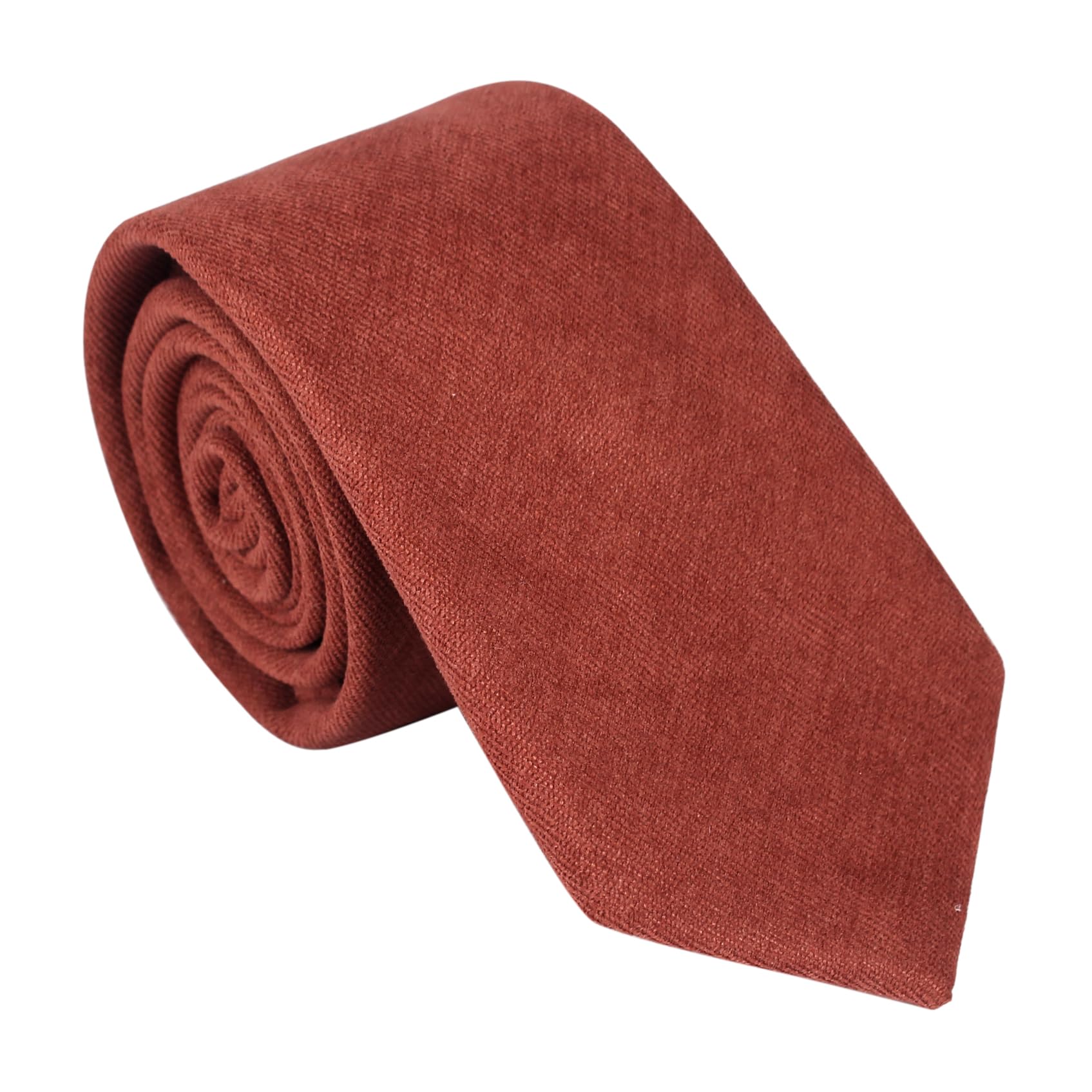 Db Dickie Bow Men's Terracotta Luxury Cotton Blend Skinny Neck Tie (Terracotta) - Suitable For Formalwear, Office, Weddings, Parties, Grooms & Grooms Outfits