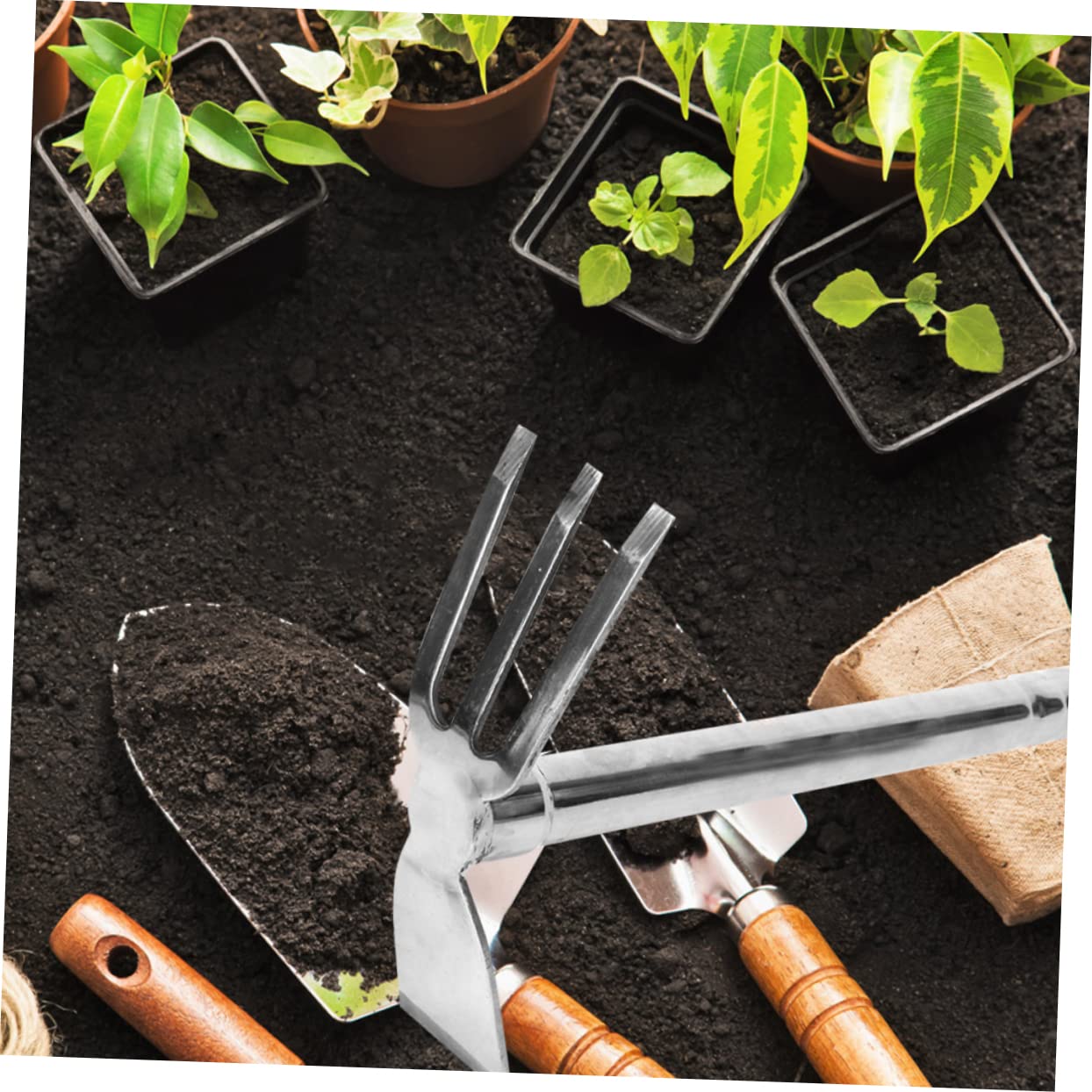 Piccola Zolla in Acciaio Inossidabile per Giardinaggio, Attrezzo Manuale per Semina, Coltivazione e Sistemazione del Terreno in Giardino, Terrazzo o Orto