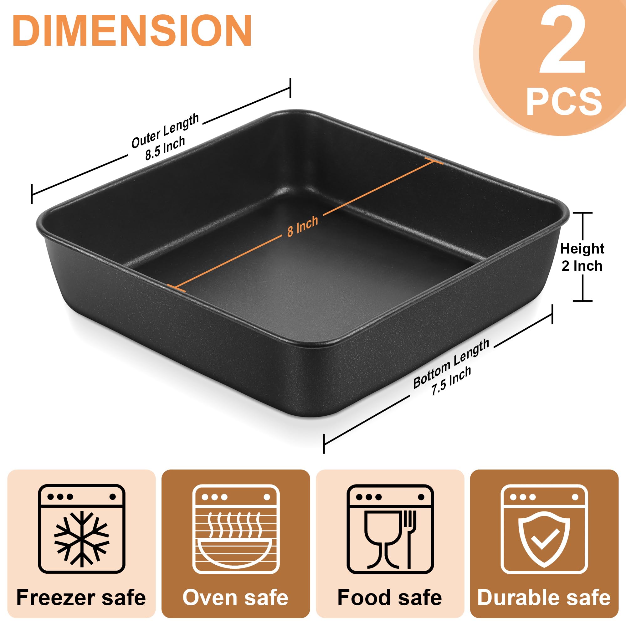 Round Cake Tray Square Cake Tin Sizes Small Cake Pans E-fa 8x2