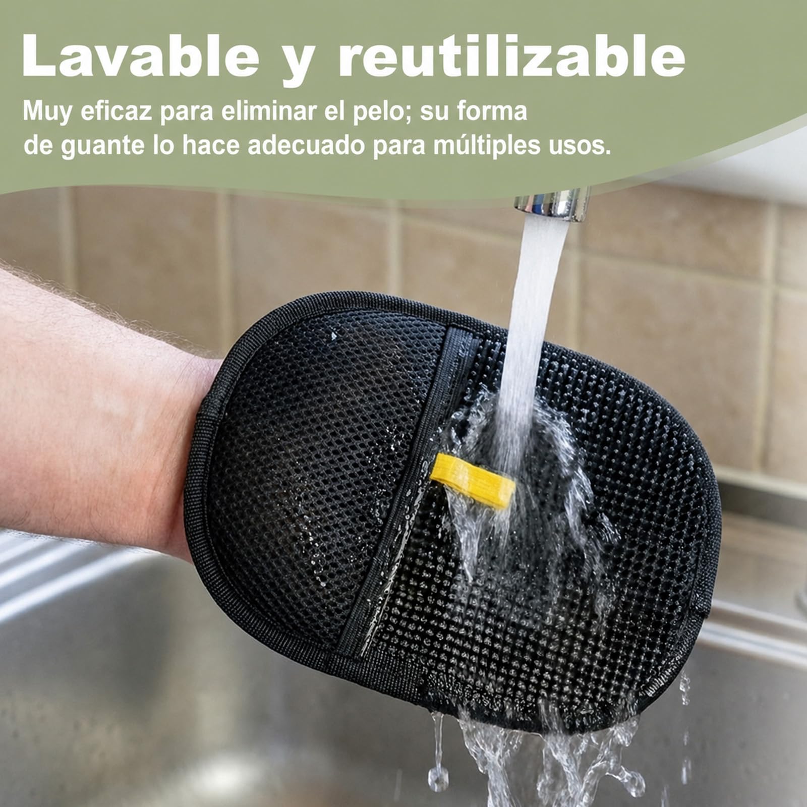 Reiteag Le Comptoir Animalier, Furfree Gant Anti-Poils Réutilisable, Gants de Toilettage Double Face pour Animaux, Lavables et Réutilisables, Éliminent Efficacement Les Poils (1Pack)