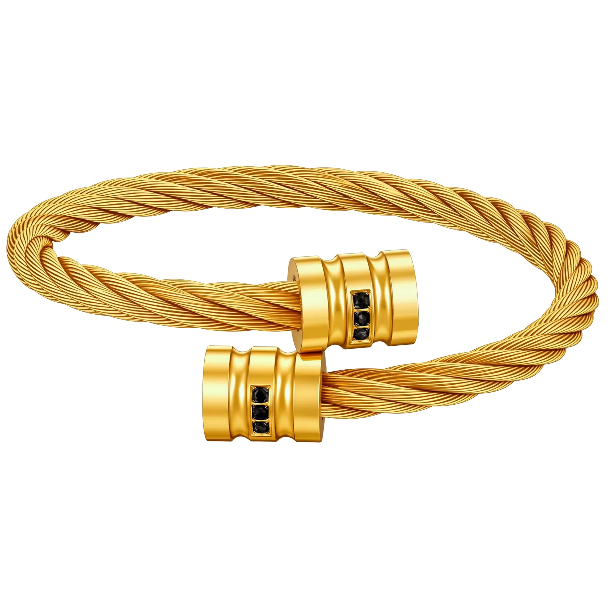 Hengbofeng Bracelet for Women,Stainless Steels Jewelry Border Cubic Zirconia With Twisted Cable Wire Bracelet Set,Stack For Perfect Jewelry for Gifts