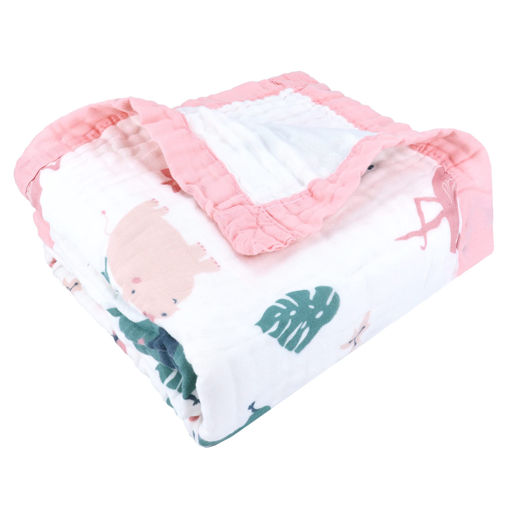 Coperta In Mussola Di Cotone 150x110cm - Per Neonati, Allattamento, Telo Bagno, Coniglio