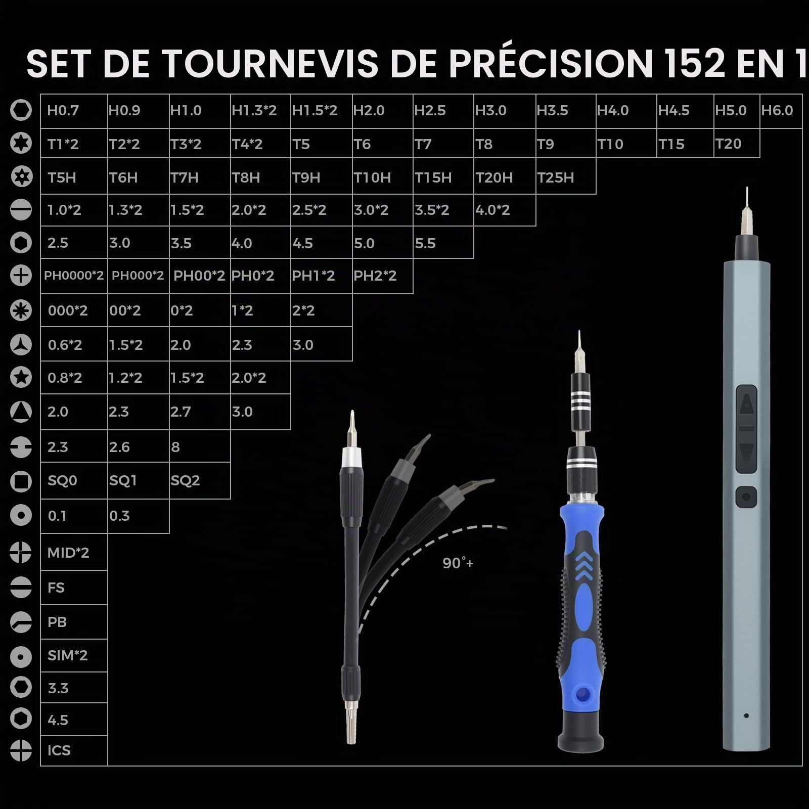 152 EN 1 Tournevis électrique set, Mini Tournevis Electrique Sans Fil