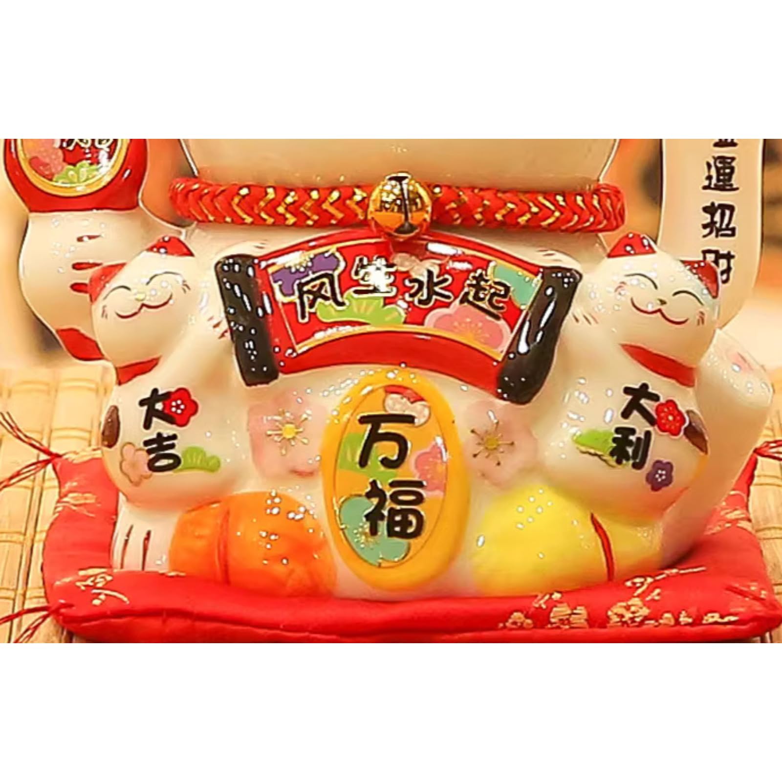 Bonito adorno de porcelana de gato de la suerte, 16 cm, estatua de gato rico para decoración del hogar