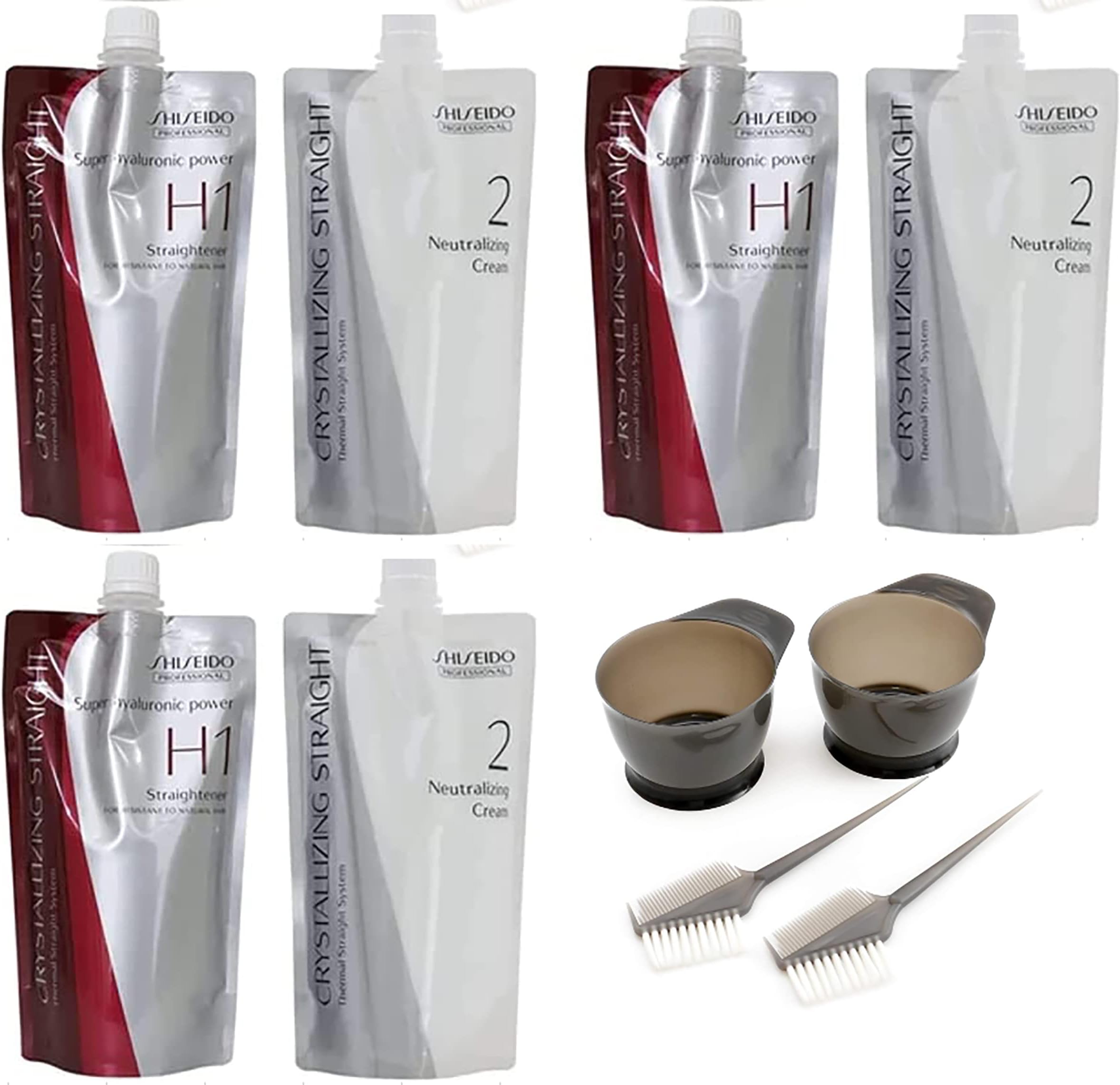 SOFIA BY ODE 2 pack Hair Rebonding Professional Crystallizing Hair Straightener (H1) + Neutralizing Emulsion (2) for Resistant to Natural Hair With Free Brush