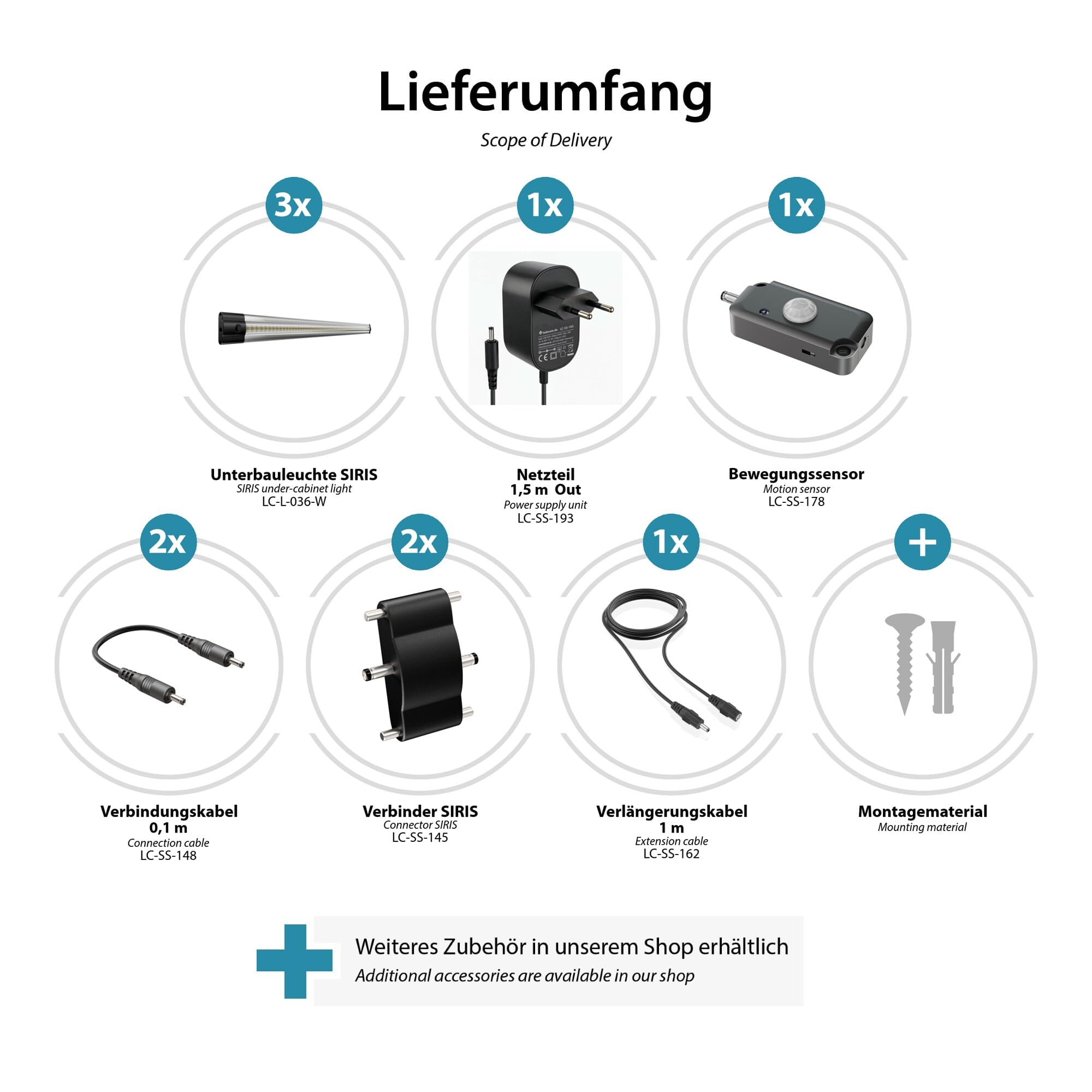 parlat LED Unterbau-Leuchte Siris, Bewegungsmelder, flach, je 50cm, je 655lm, weiß, 3er Set