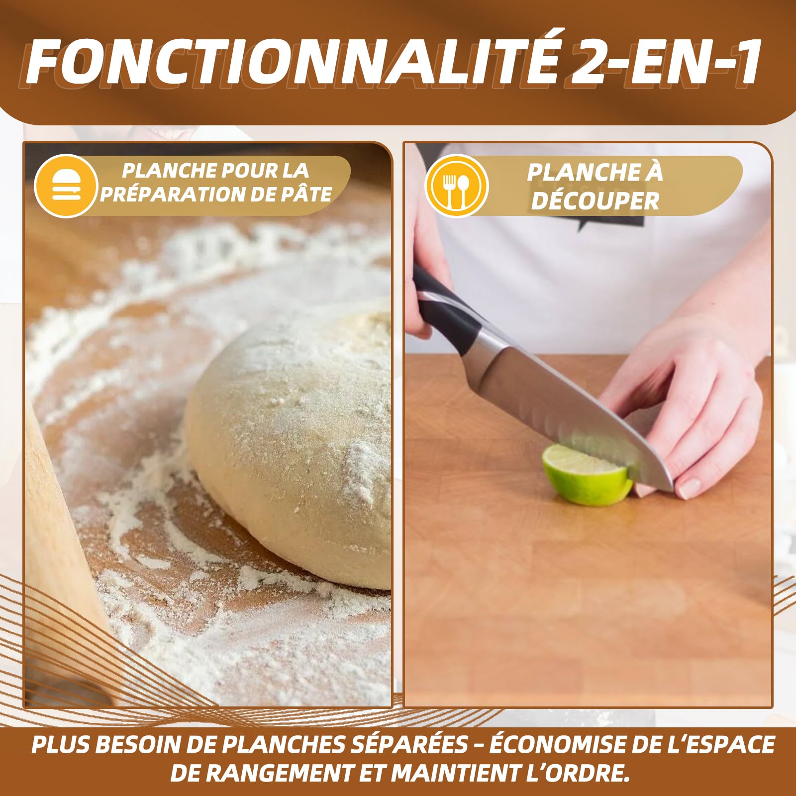 Planche à pâtisserie en bois 70x50 cm