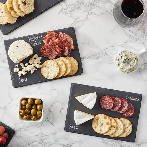 Juvale Mini Charcuterie Boards - 6-Pack, 6 x 8.75 in, Black Slate - Slate Charcuterie Boards & Cheese Platter for Sushi & Appetizers