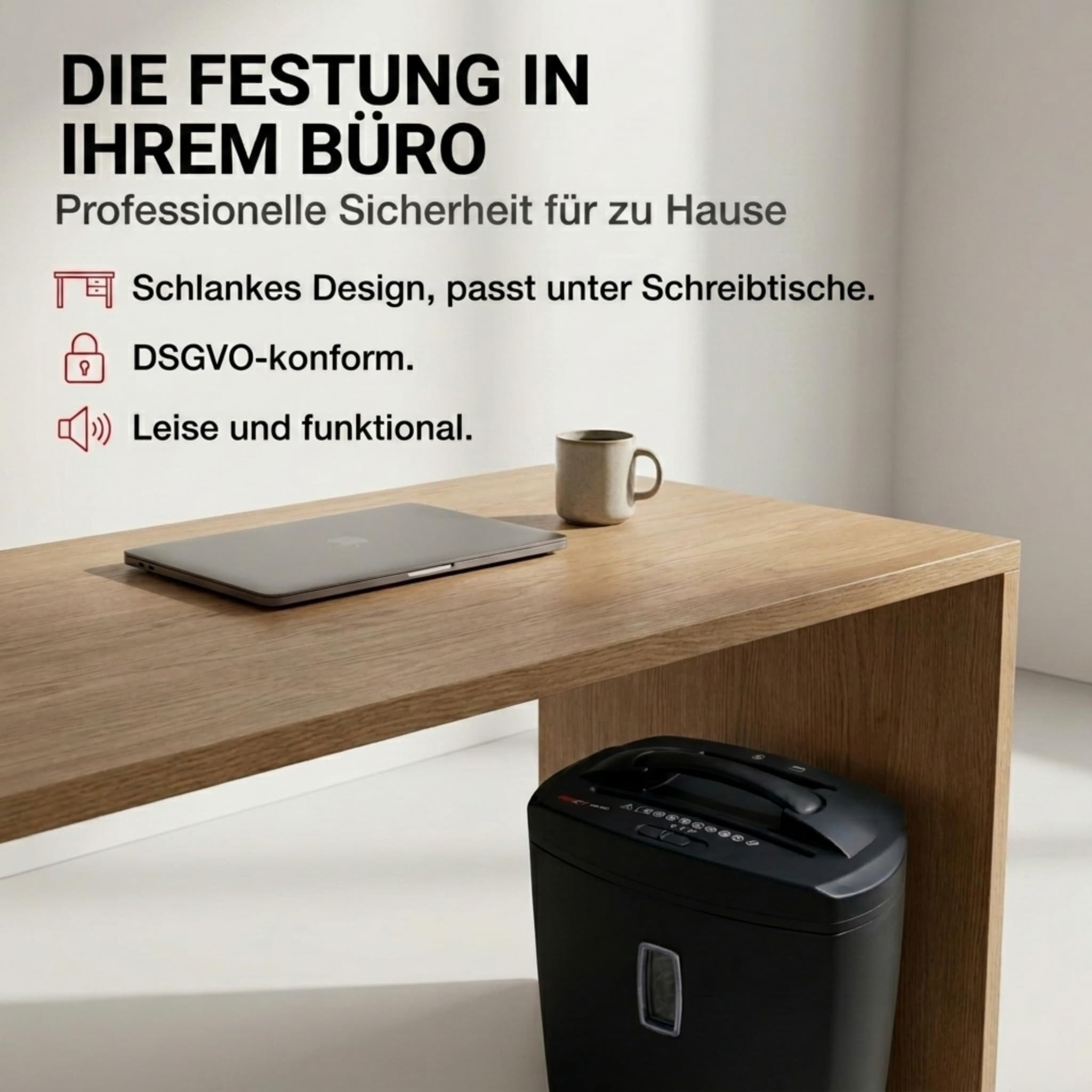 Genie 580 XCD Aktenvernichter; bis zu 10 Blatt; Partikelschnitt (Sicherheitsstufe P-4); mit CD - Shredder; inkl. Papierkorb; schwarz, 350 x 215 x 450 mm