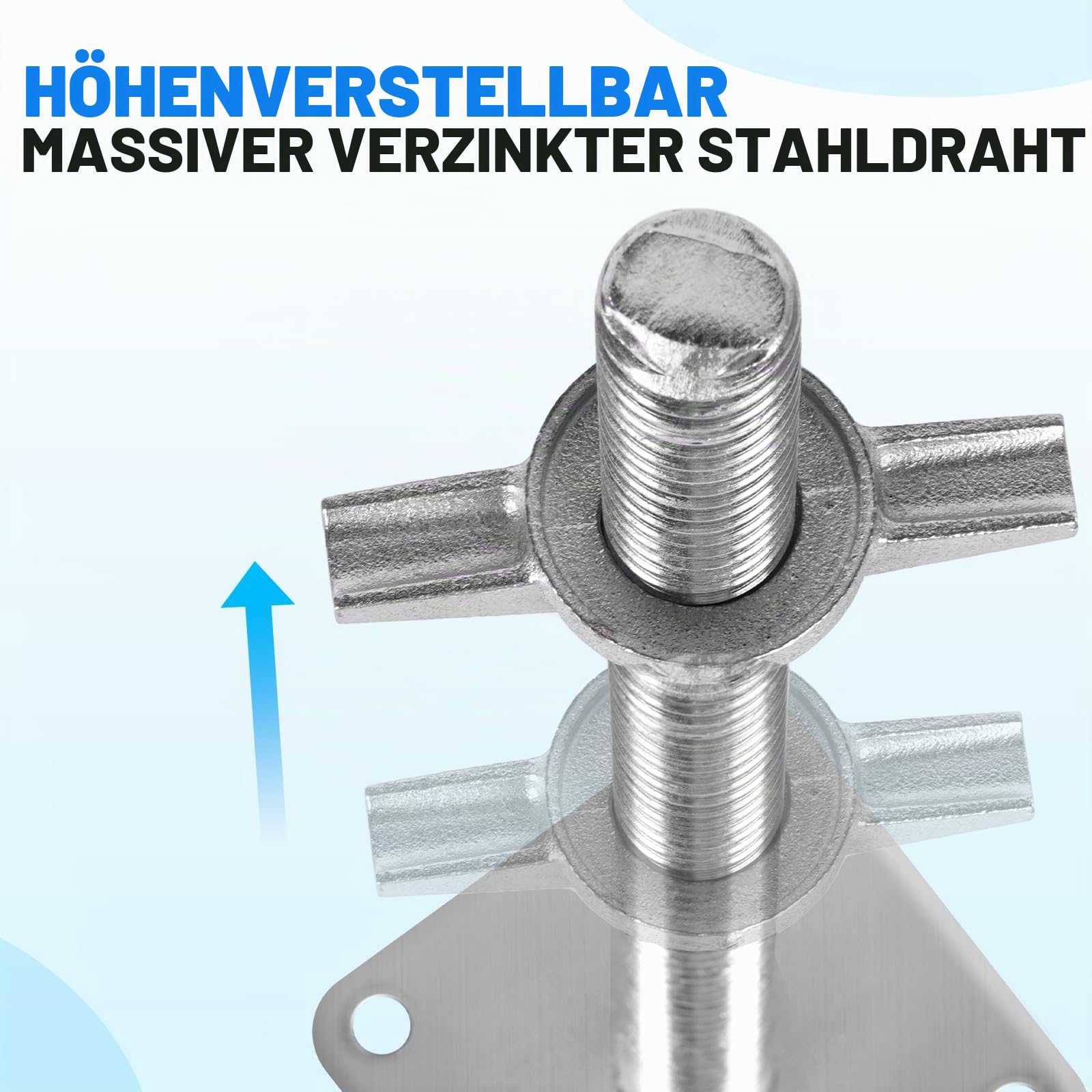 BAOSHISHAN Gerüstspindel 460 x 30 mm, 12 x 12 cm Sockel, Verstellbarer Gewindefußplatte für Gerüste, 4 Stück/Set