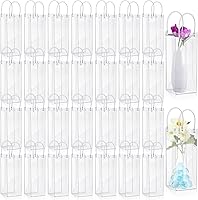 Vista 11 de LEIFIDE 50 bolsas de regalo de plástico transparente con asas, de PVC, reutilizables, transparentes, bolsas para dulces, escuela, fiesta