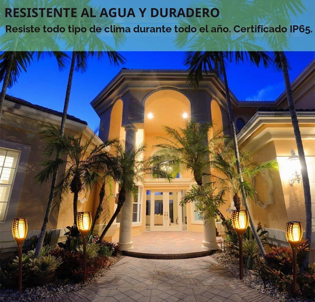 FVTLED Jardín solar, luz solar, 96 LED, encendido y apagado automático hasta el amanecer, (sensor de luz), luz de jardín, lámpara exterior, resistente al agua IP65