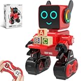 HBUDS Robots for Kids&comma; Remote Control Robot Toy Intelligent Interactive Robot LED Light Speaks Dance Moves Built-in Coin Bank Programmable Rechargeable RC Robot Kit &lpar;Red&rpar;