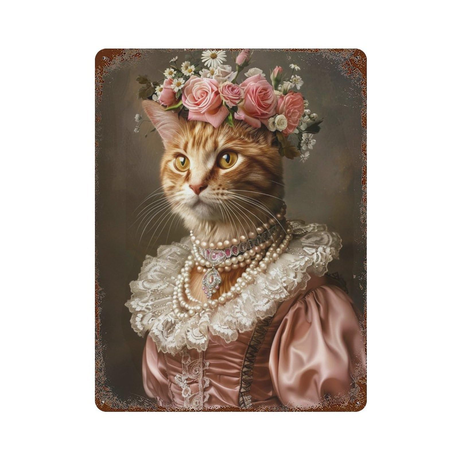 HDURYEYRYY Noble Floral Crown Tabby 01 Wall Retro Iron Vintage Art Metal Tin Sign Poster Modern Home Cofffee Club Art Bar Shop Decor Style 40x30cm