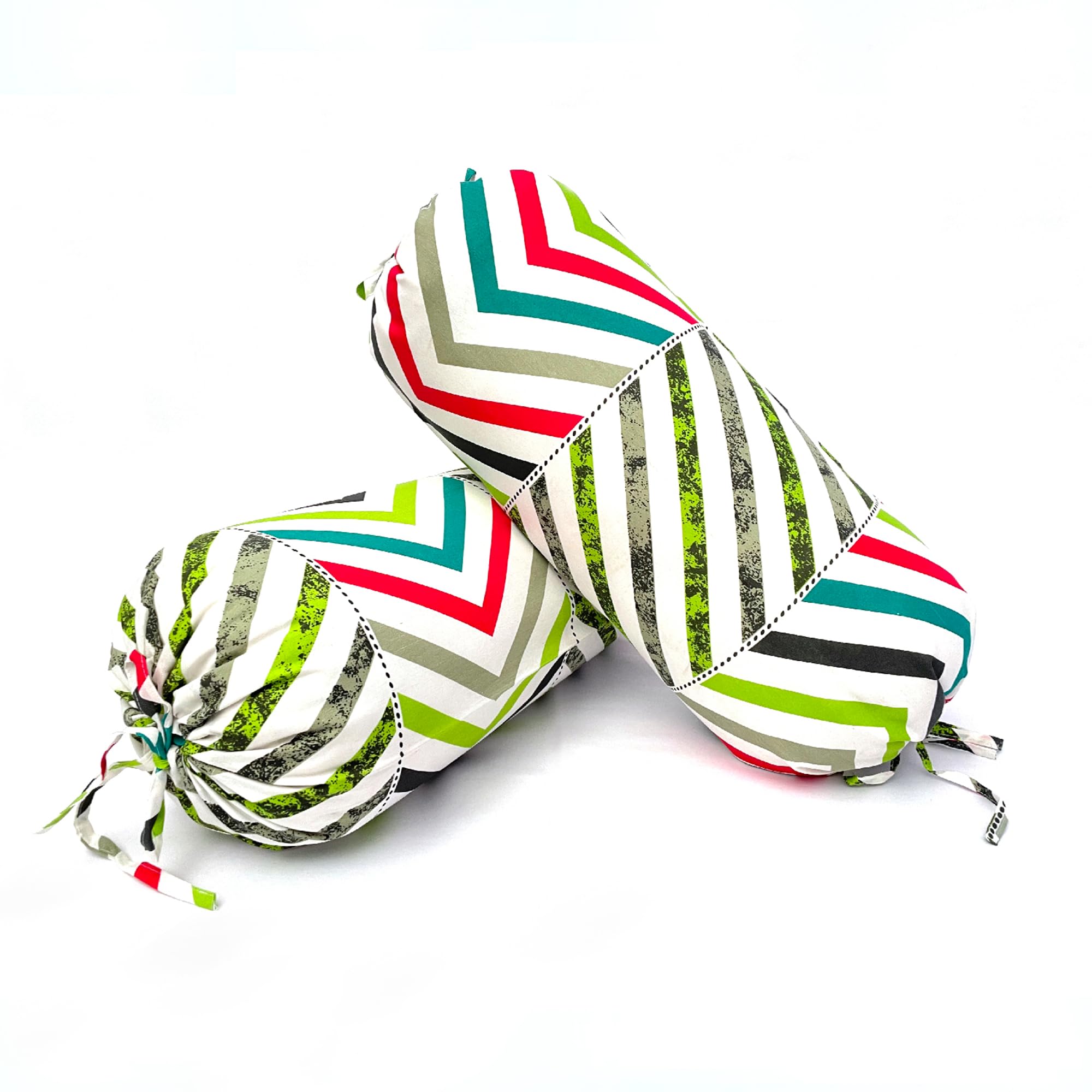 Swayam Geometric Pattern Cotton Bolster Cover Set of 2-image-42