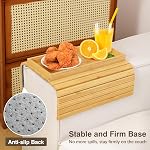 Couch Arm Tray, Bamboo Sofa Armrest Tray Table, Anti-Slip Armrest Organizer, Foldable Couch Cup Holder for Snacks, Phone, Control, Cups, Natural | Sofa Armrest Tray Table