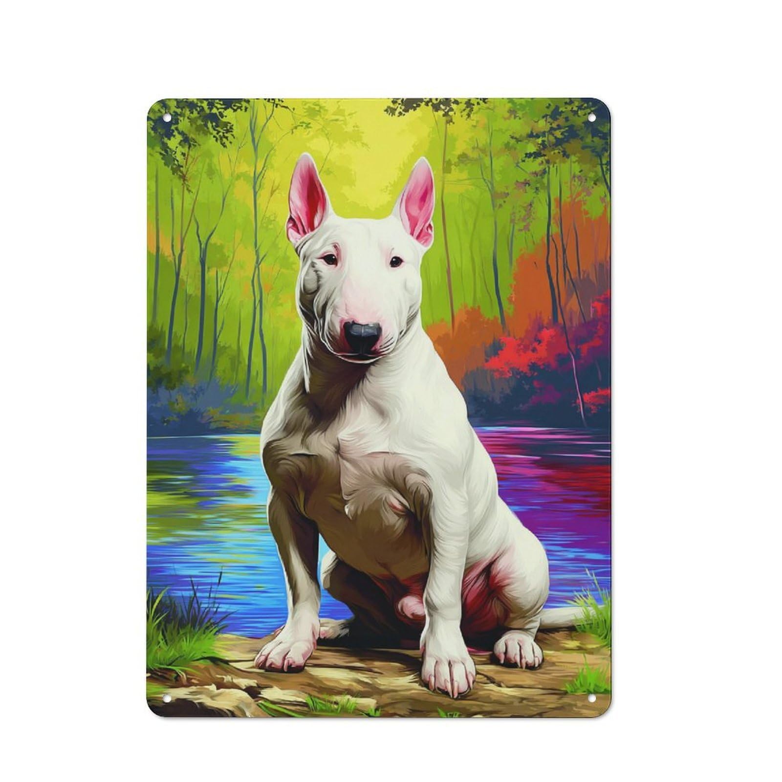 Bull Terrier by The Colorful Lake Metal Wall Art Sign 40x30cm, Vintage Vintage Wall Decor for Lounge, Study, Pub Or Wall Gallery