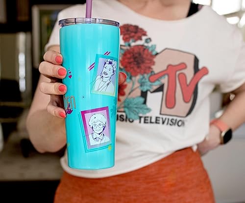 Miniatura 2 de Silver Buffalo Golden Girls - Vaso de acero inoxidable de doble pared con pajilla, taza de viaje aislada con Blanche Devereaux, Dorothy Zbornak,