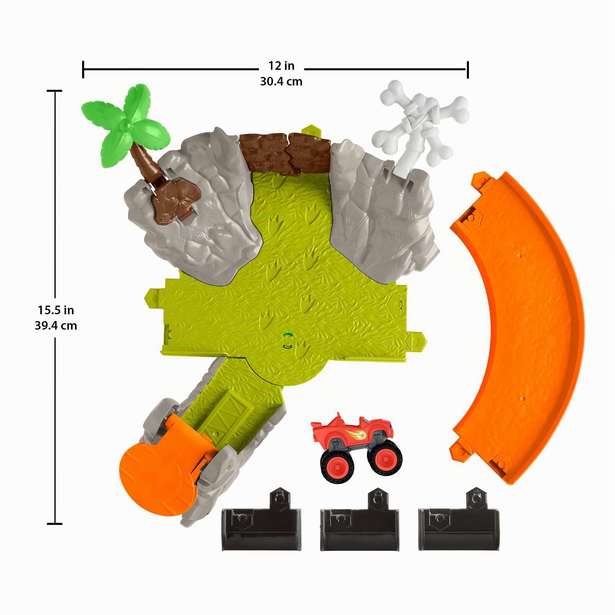 Fisher-Price Nickelodeon Blaze Slam & Soar Blaze – pista da corsa ricca di azione con 3 possibilità di avvio e 3 obiettivi di distruzione, per bambini dai 3 anni in su, HRB31