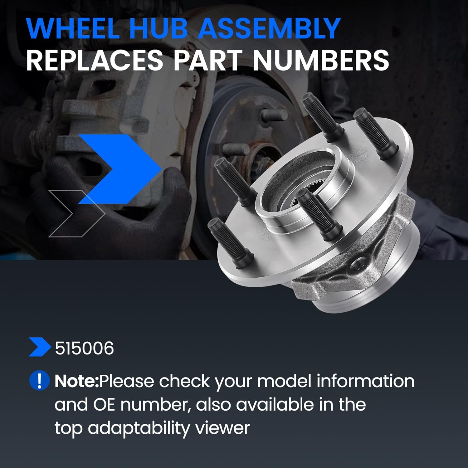 515006 Front Wheel Bearing and Hub Assembly Compatible with Dodge Ram 1500 1994-1999 3.9L V6, 1994-1999 5.9L V8, 1PCS