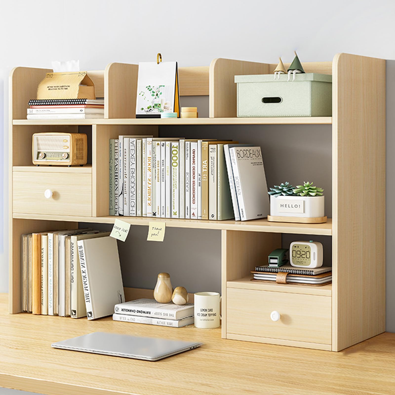 Organizzatore da Scrivania, Scaffale Organizer da Scrivania, Solo Dormitorio per Scrivania, Organizzatore Multiuso per Scaffali per Libri, per Ufficio Domestico/Oak Color/100X17X80Cm