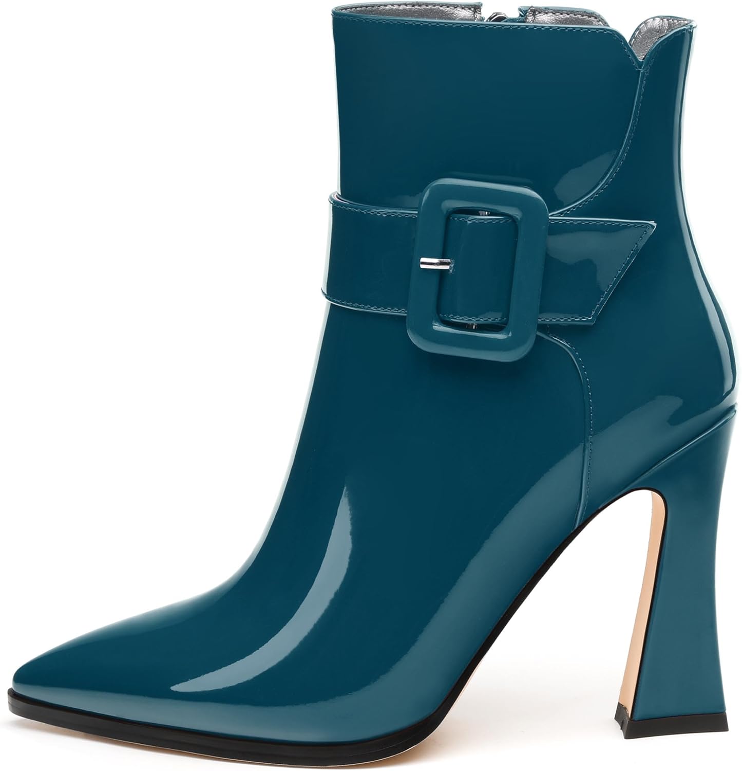 Women's Ankle Boots, High Heel Ankle High Bootie, Pointed Toe Ankle Boots, Side Zip Fashion Buckle Short Boots for Women