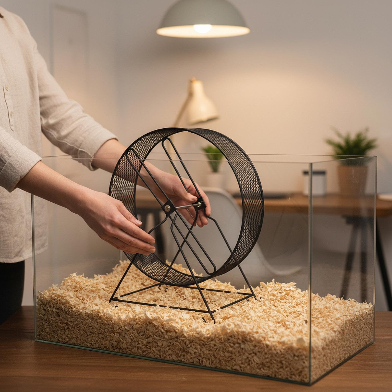 perfk Ruota per Esercizi da Corsa per criceti in Ferro Ruota da Jogging silenziosa per porcellini d'India per ratti gerbilli con Accessori per, 32x19x36,5 cm