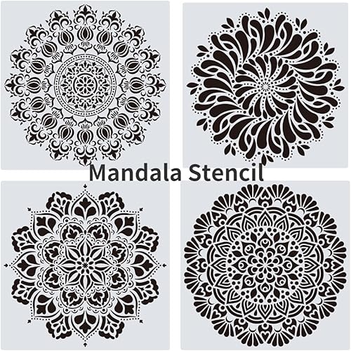 Miniatura 2 de XUAN YANG Plantilla de mandala reutilizable decorativa de 12 x 12 pulgadas para muebles manualidades pintura de pared de madera 0010in 10 mil