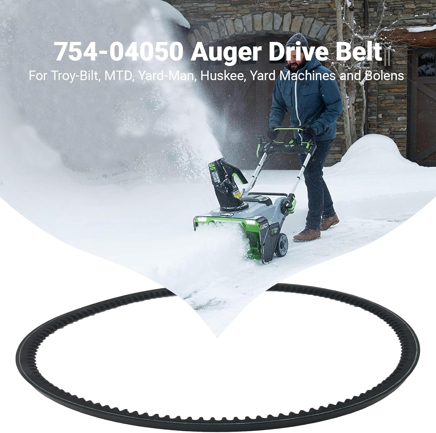 2-Pack 954-04050A Cogged Auger Drive Belt 1/2" x 35" for MTD Craftsman Cub Cadet Troy-Bilt 2-Stage Snow Thrower Replacement 754-04050A 754-04050 954-04050