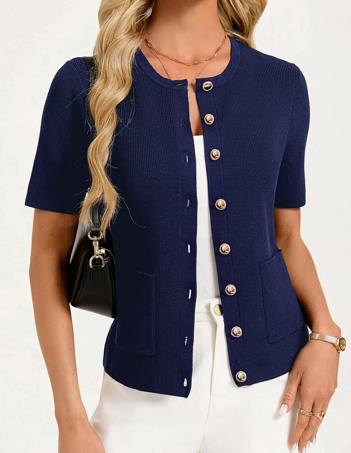 GRACE KARIN Short Sleeve Cardigans for Women, Lightweight Spring Cardigans 2026, Button Up Sweaters with Pockets - Image 5