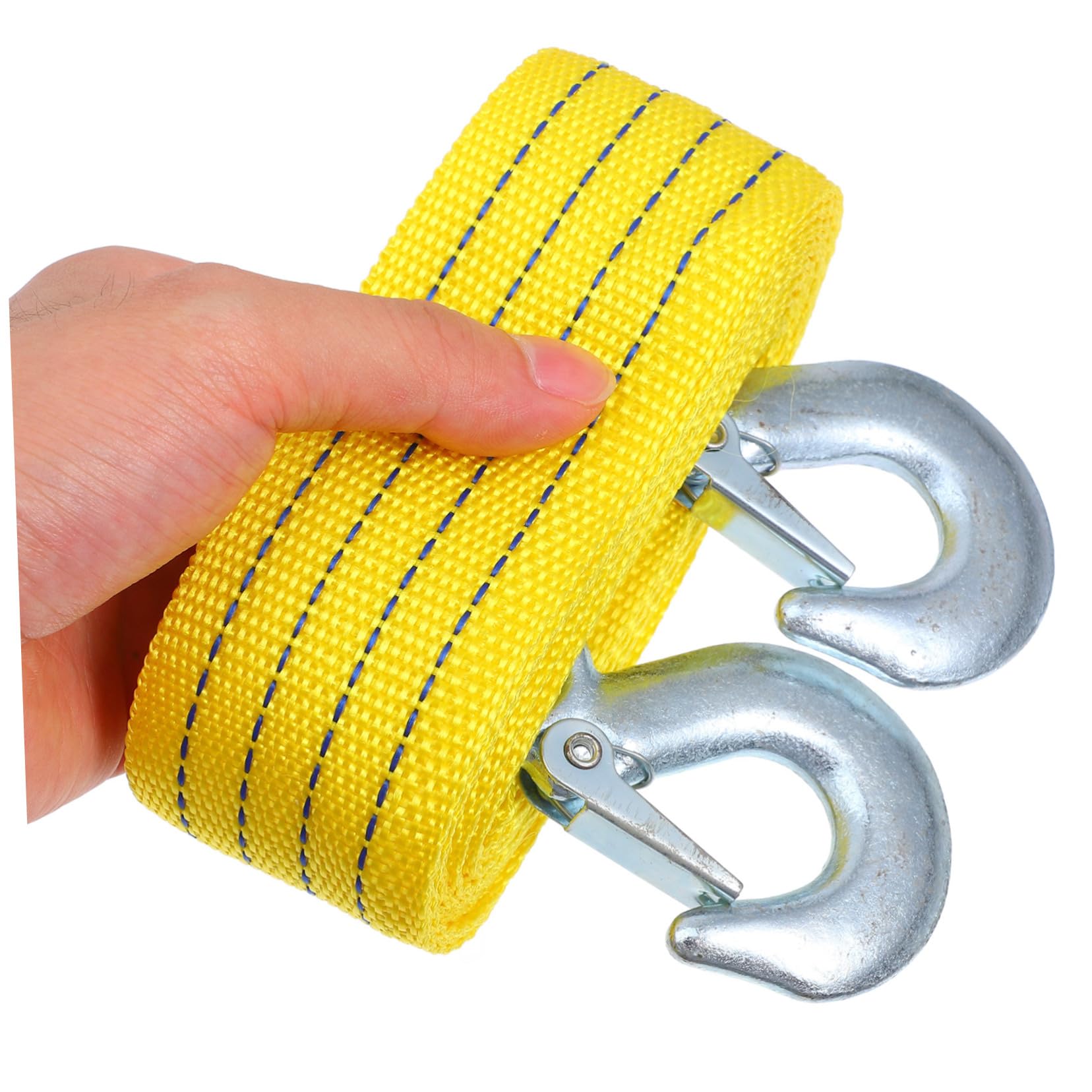 Corda di Traino Auto 2 Pezzi 3t in Nylon con Lega di Zinco | Giallo, per Veicoli e Camion, Facile da Trasportare, Accessorio di Traino per Uso Stradale