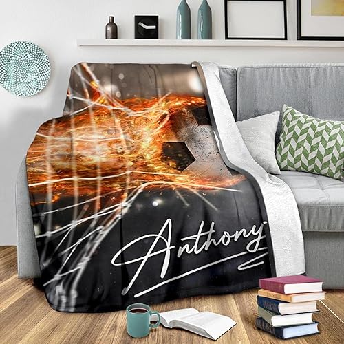 Miniatura 4 de Manta personalizada de forro polar Sherpa con número de nombre y número de nombre, estampado 3D, cálida, esponjosa, acogedora, suave, para TV, cama,